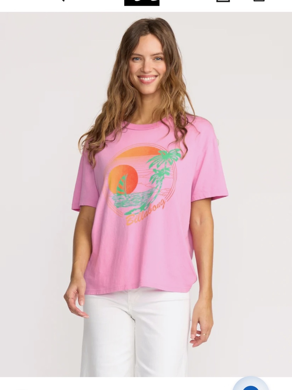 Billabong Pink Tee with Orange Stripe Graphic